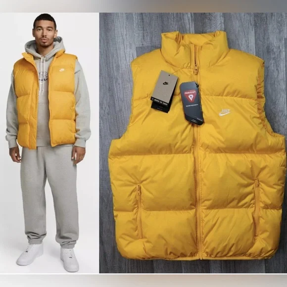 Nike PrimaLoft 🔥 Sportswear Club Water Repellent Yellow Puffer Vest FB7373-739 - Picture 2 of 13
